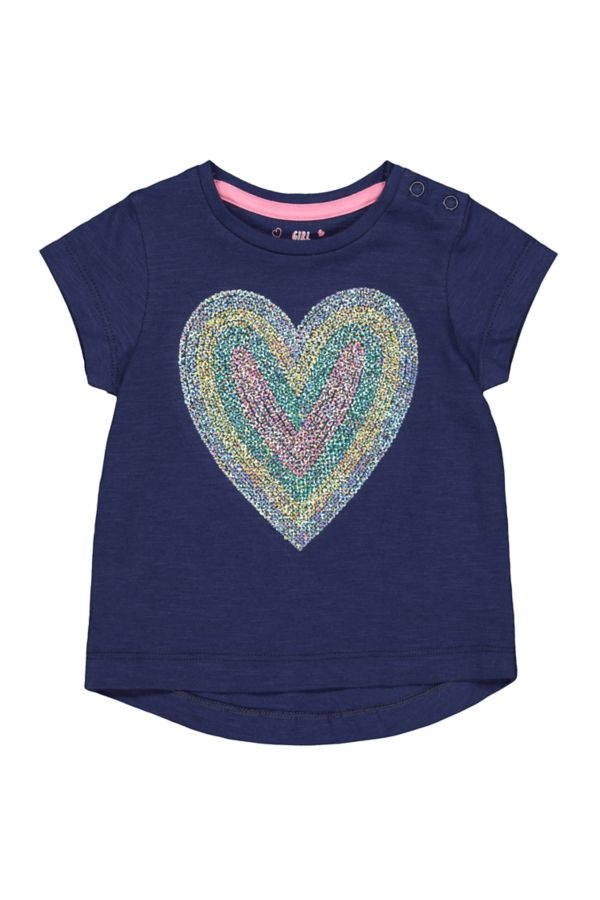 Mothercare Girls Navy Blue Colour Sequin T-Shirt | Odel.lk