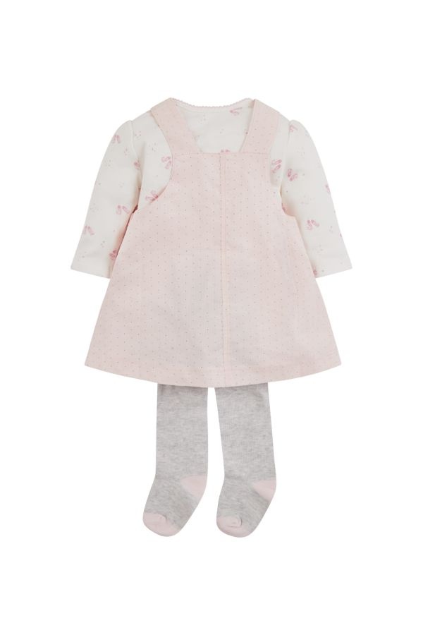 Mothercare Baby Girls Printed Long Sleeves Dress and Tights Set