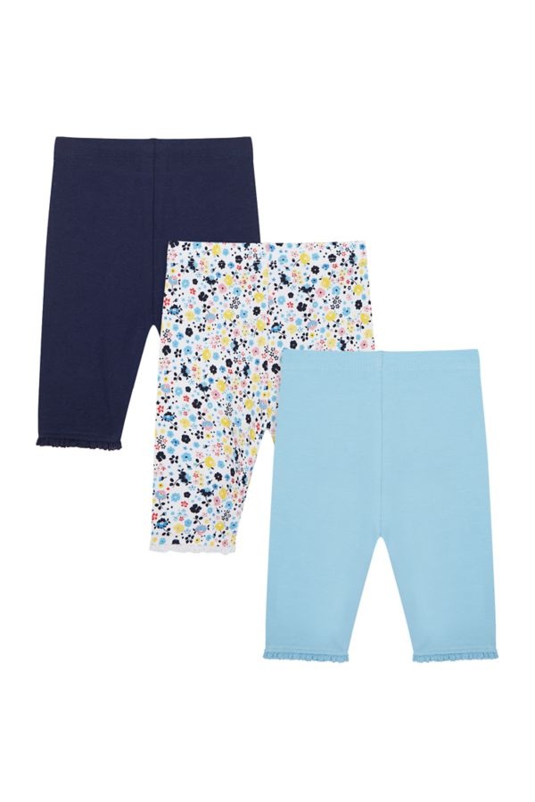 Mothercare Girls Navy, Floral And Cherry Cropped Leggings - 3 Pack