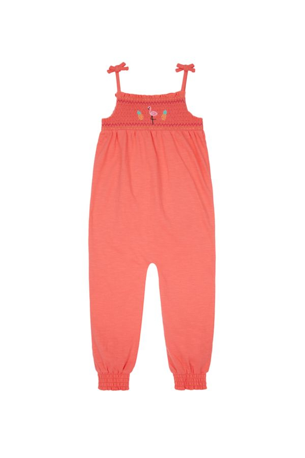 Mothercare Girls' Peach Flamingo Jumpsuit