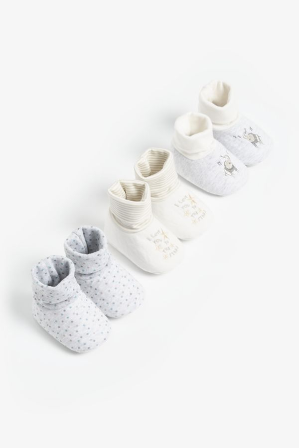 Mothercare Elephant Sock Top Baby Booties 3 Pack