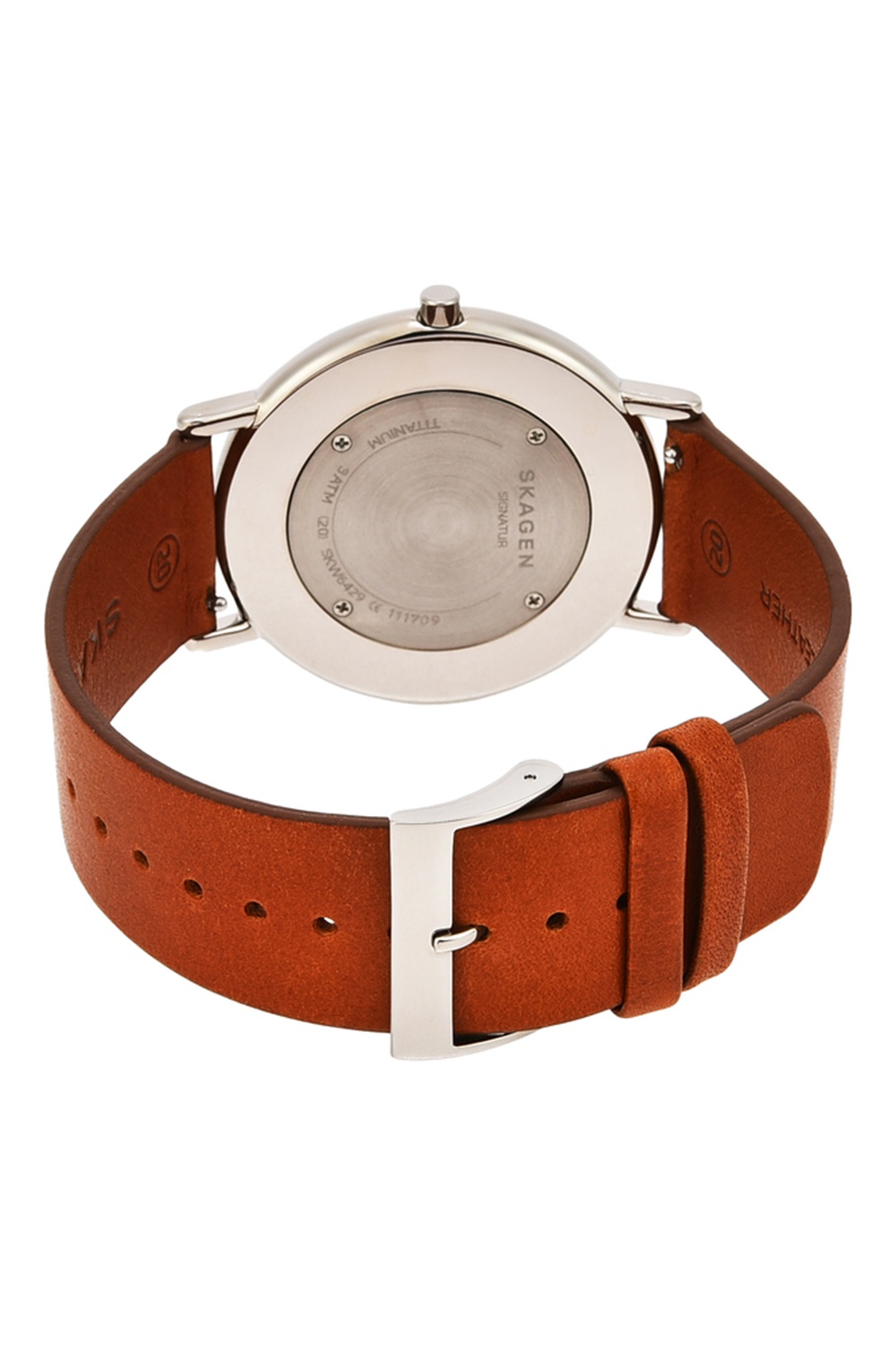 Skagen signatur shop tan leather watch