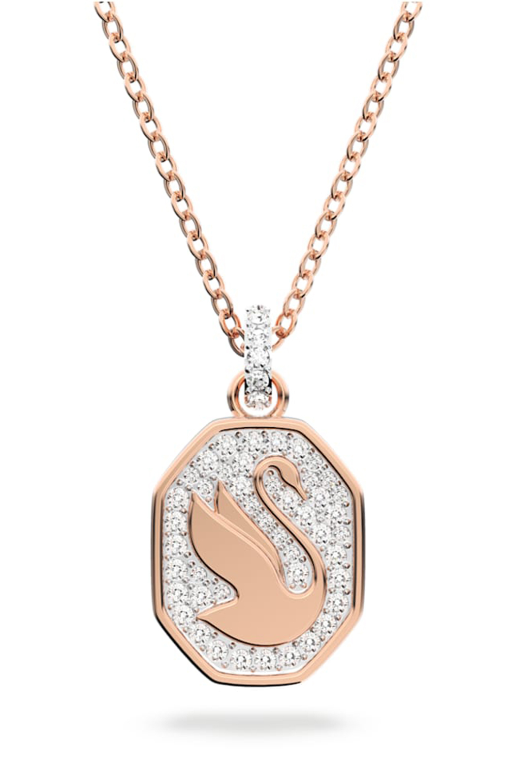 Gold Tone Plated Swarovski Swan Pendant Rose Gold Swarovski Signum