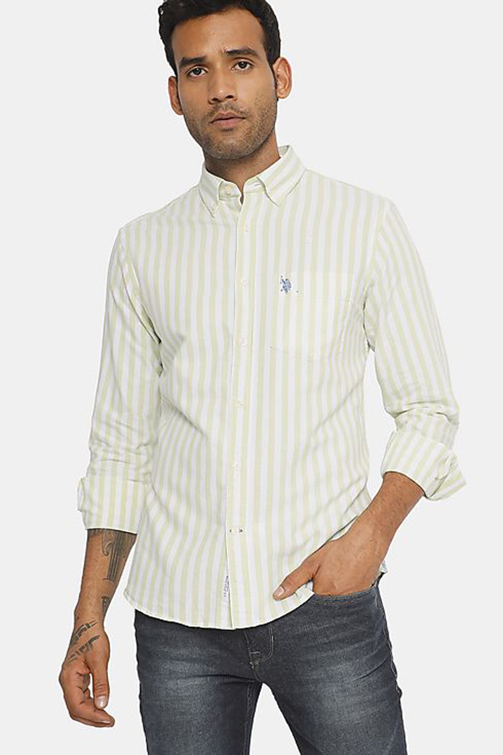 U.S. Polo Stripe Cotton Long Sleeves Men's Casual Shirt | Odel.lk