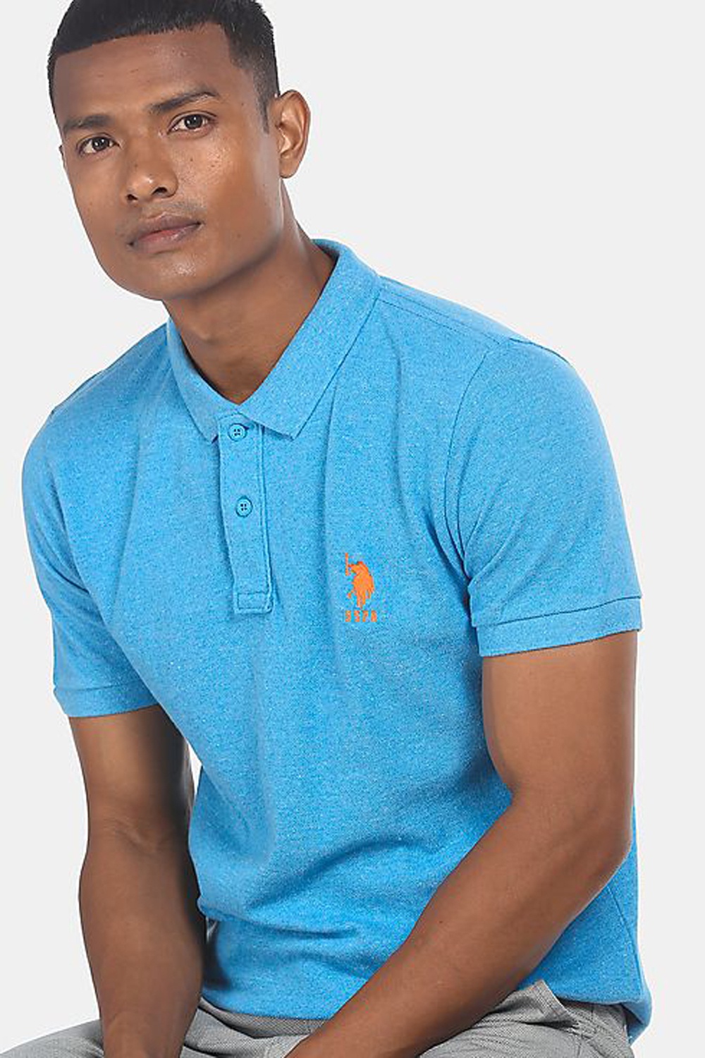 Buy U.S. Polo Assn. Ribbed Collar Solid Polo Shirt 