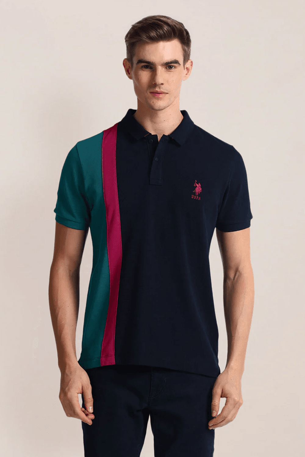 Us Polo Men Slim Fit Colour Block Polo Shirt | Odel.lk