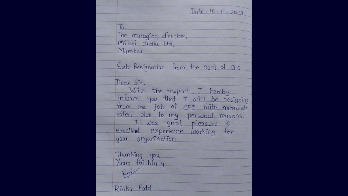 CFO Resignation Letter: எளிமையாக சிந்தித்து பணியில் இருந்து விலகிய மூத்த பொருளாதார அதிகாரி: வைரலாகும் விருப்ப ஓய்வு கடிதம்.!