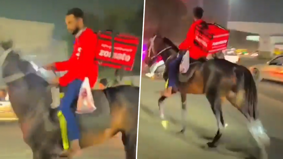 Food Delivery with Horse: பெட்ரோல் தட்டுப்பாடால் அதிர்ச்சி: குதிரையில் சென்று உணவை டெலிவரி செய்த ஊழியர்.!