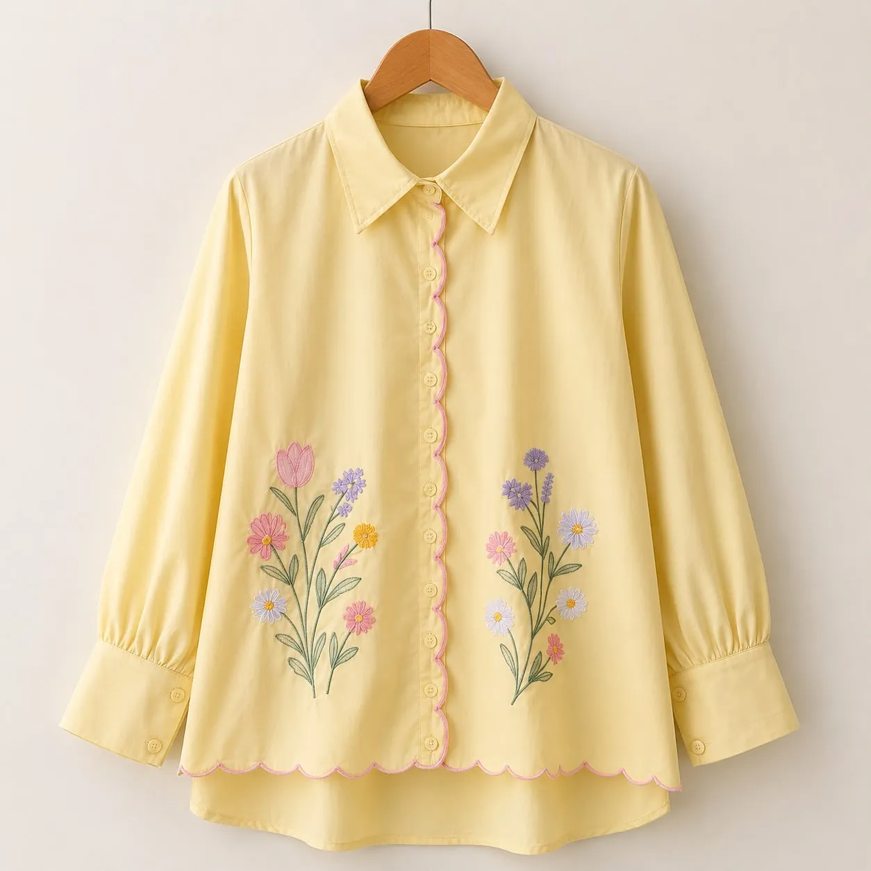 Sunshine Garden - Floral Embroidered Shirt