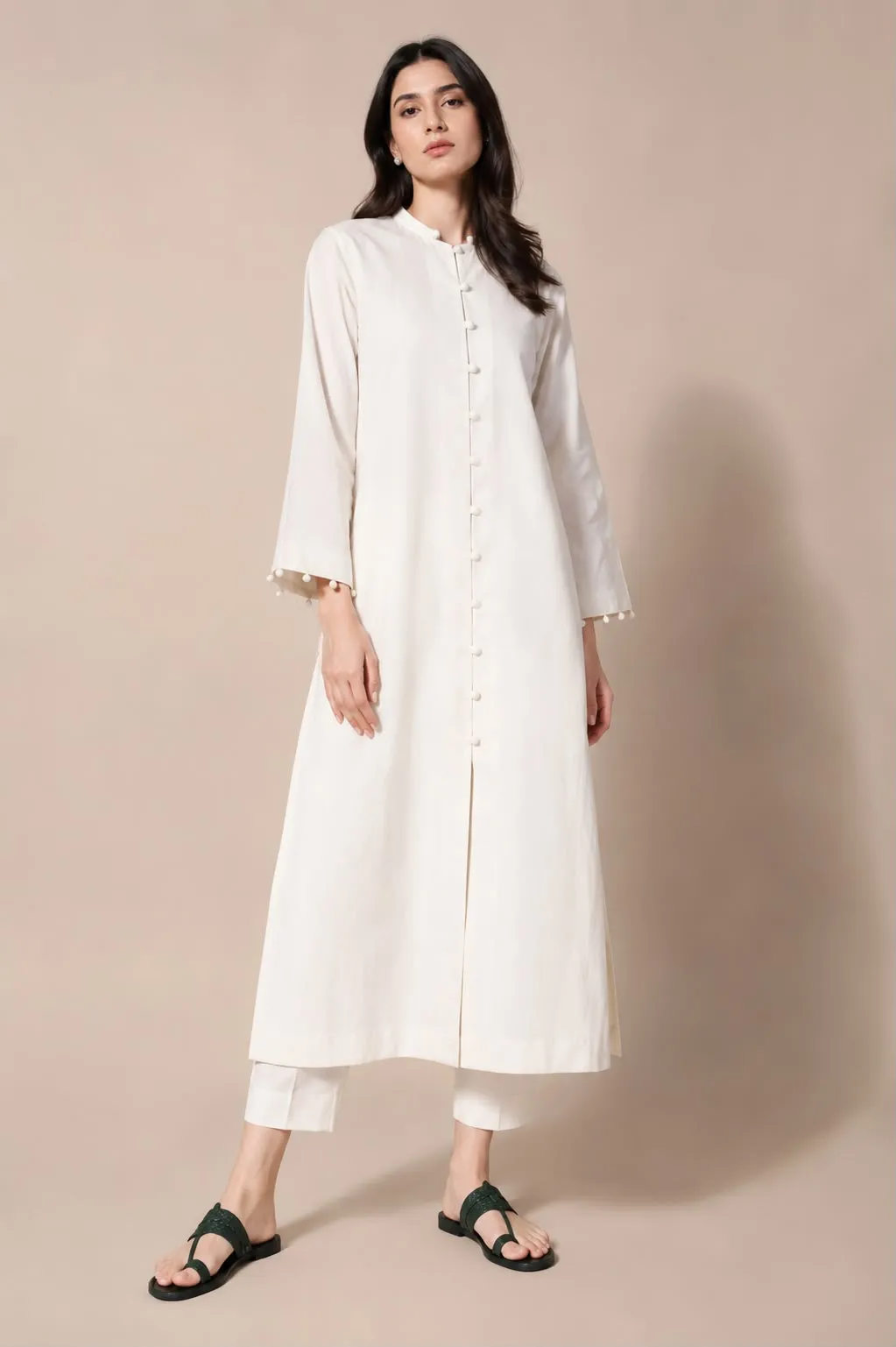Ivory Pearl - Pom Pom Kurta Co-ord Set